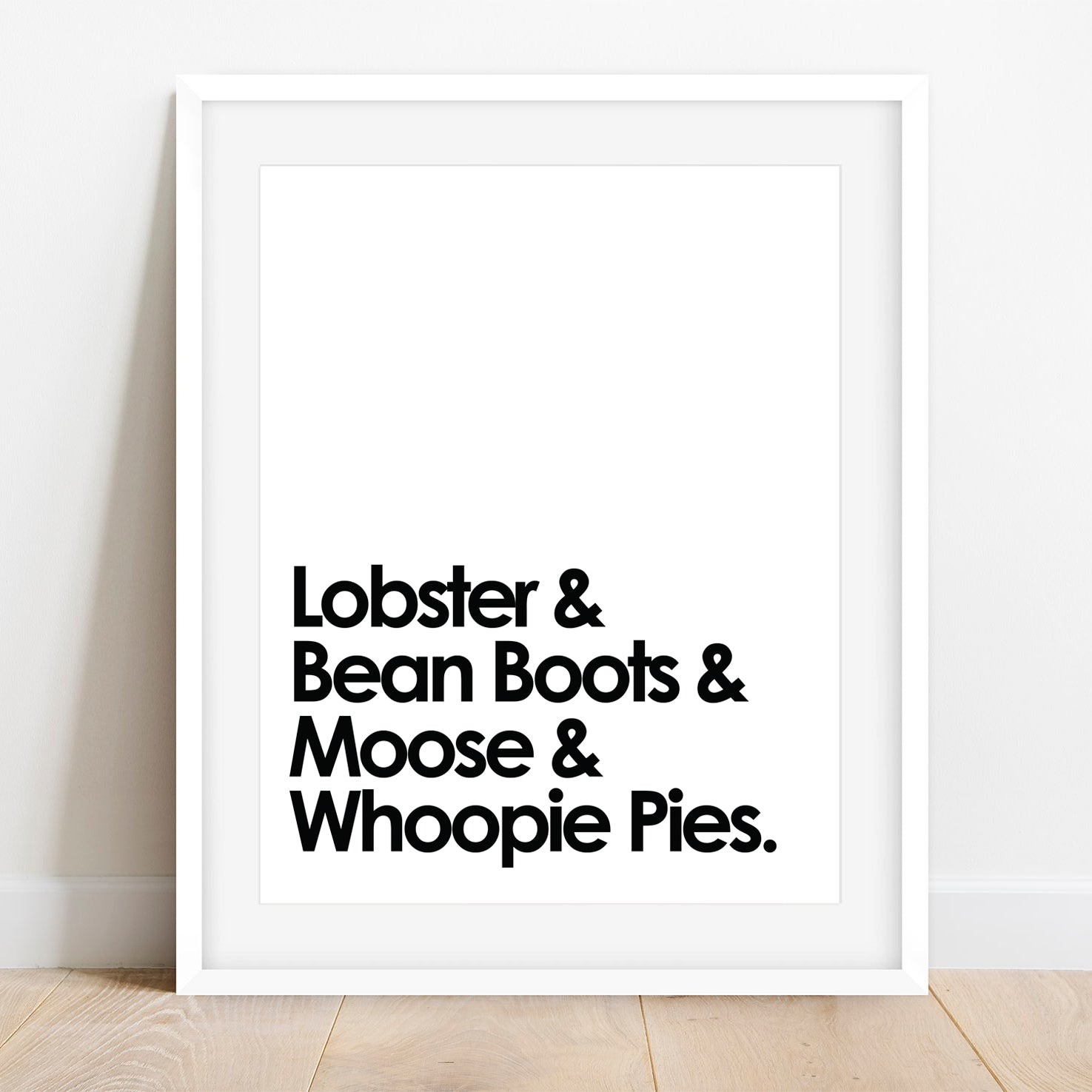 Lobster, Bean Boots, Moose, & Whoopie Pies Print by Gert & Co