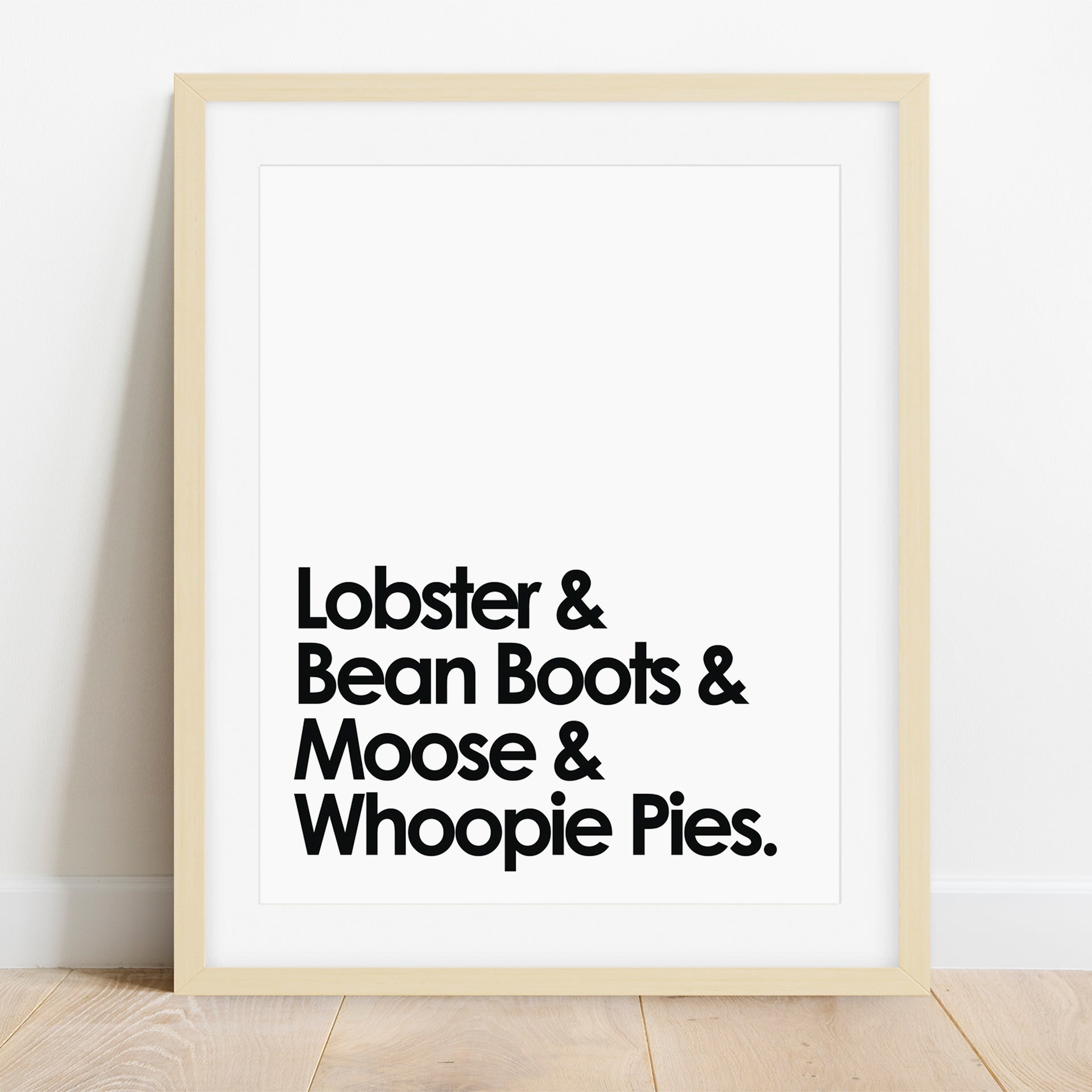 Lobster, Bean Boots, Moose, & Whoopie Pies Print by Gert & Co