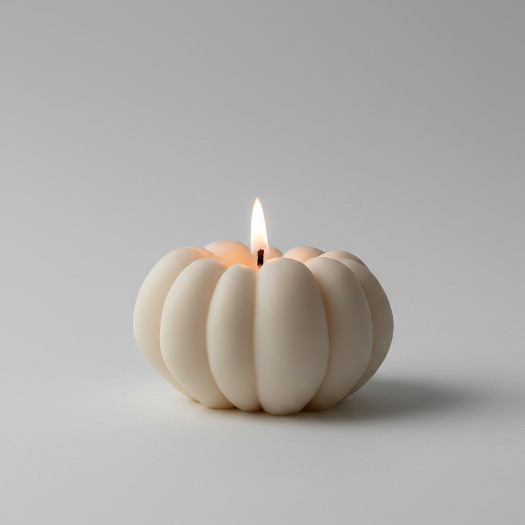 Cream pumpkin shaped candle