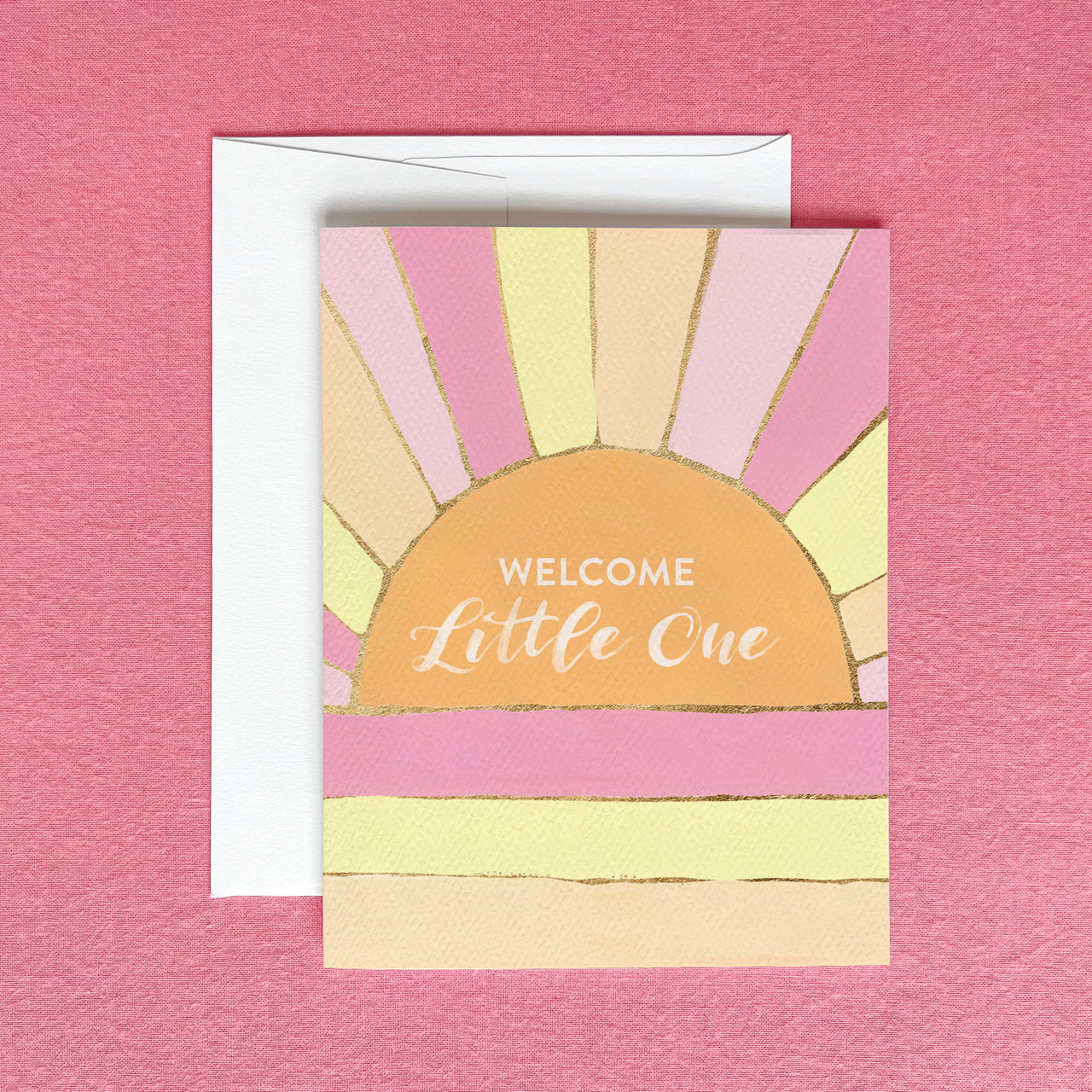 "Welcome Little One" Retro Sun Greeting Card