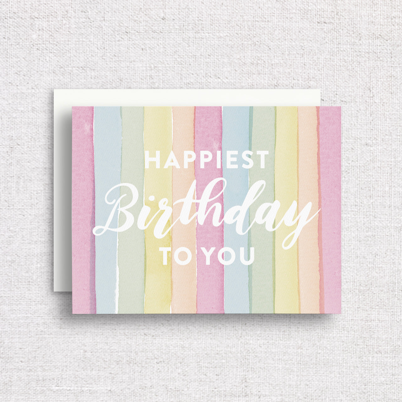 Rainbow Watercolor Happiest Birthday To You Greeting Card