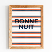 Bonne Nuit Letterpress-look Print Framed