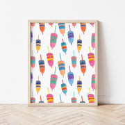 Colorful Watercolor Buoys Repeat Art Print by Gert & Co