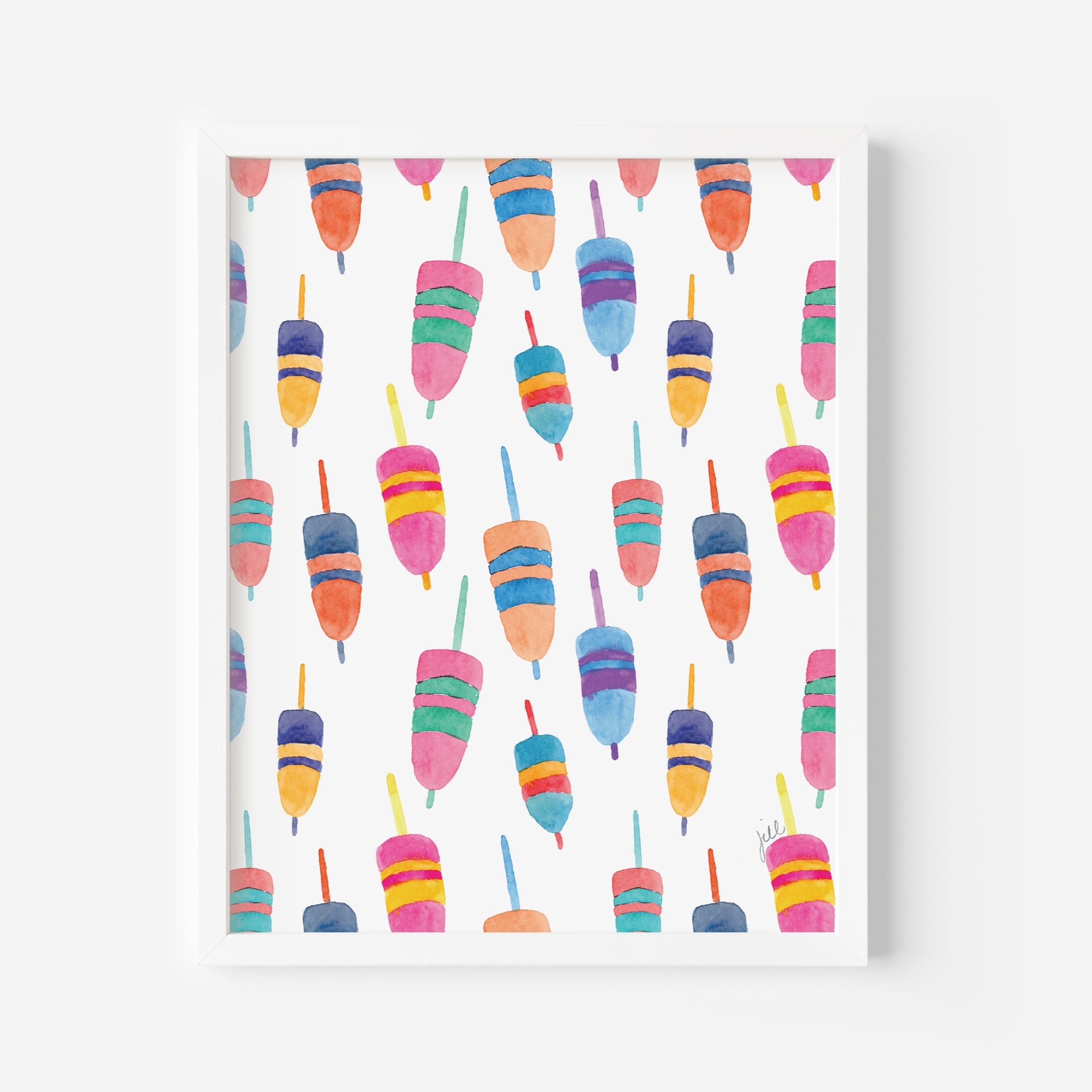 Colorful Watercolor Buoys Repeat Art Print by Gert & Co