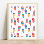 Colorful Watercolor Buoys Repeat Art Print by Gert & Co 8x10