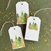 Watercolor Forest Trees Holiday Gift Tags, Set of 8