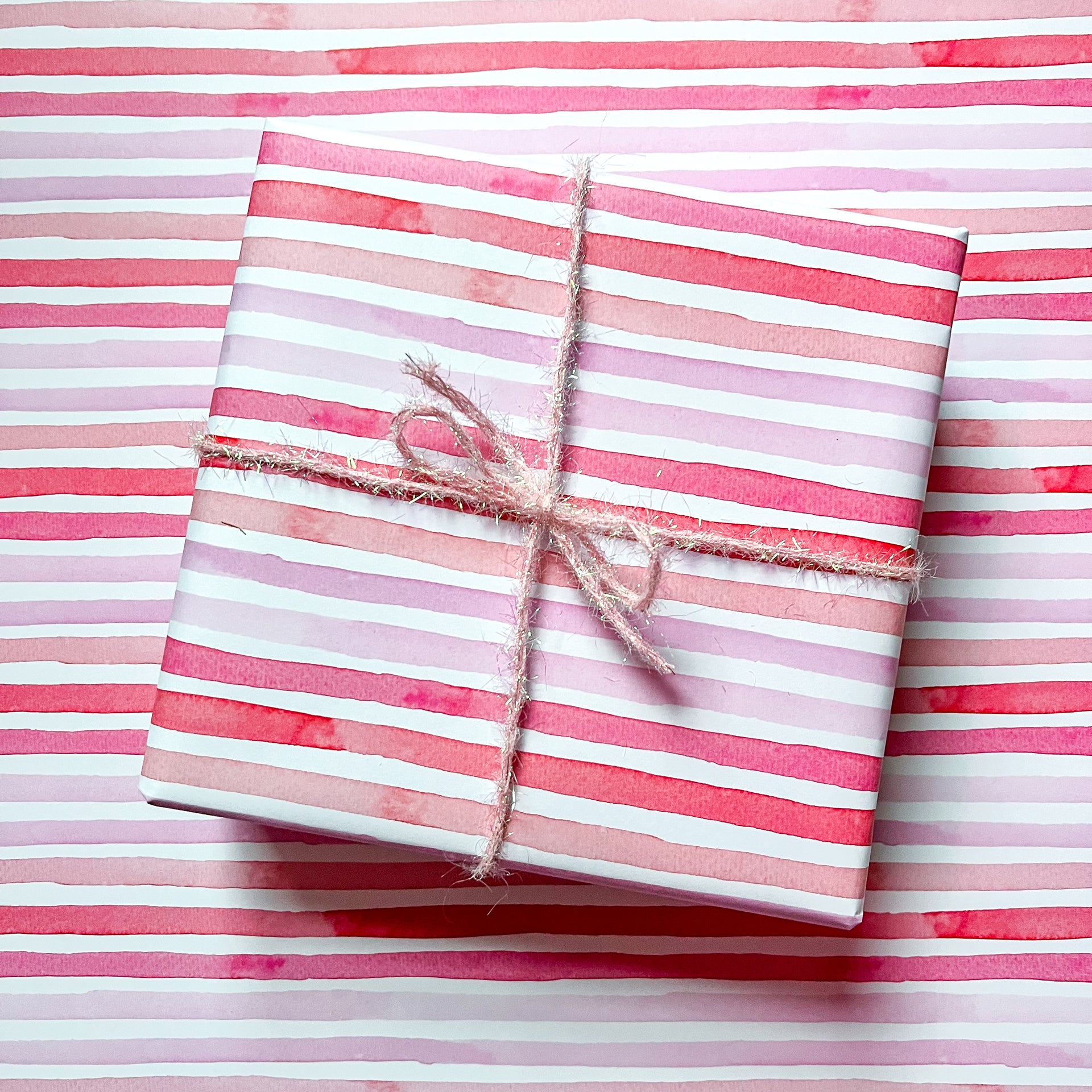 Pink Watercolor Stripes Gift Wrap by Gert & Co