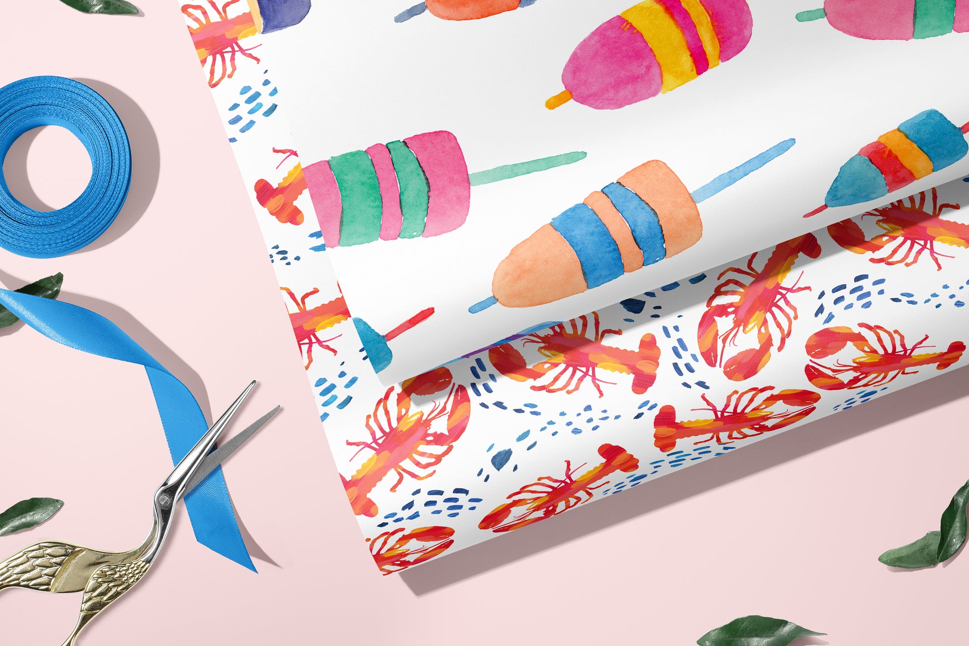 Rock Paper Scissors Lobster Crab Funny Premium Gift Wrap Wrapping