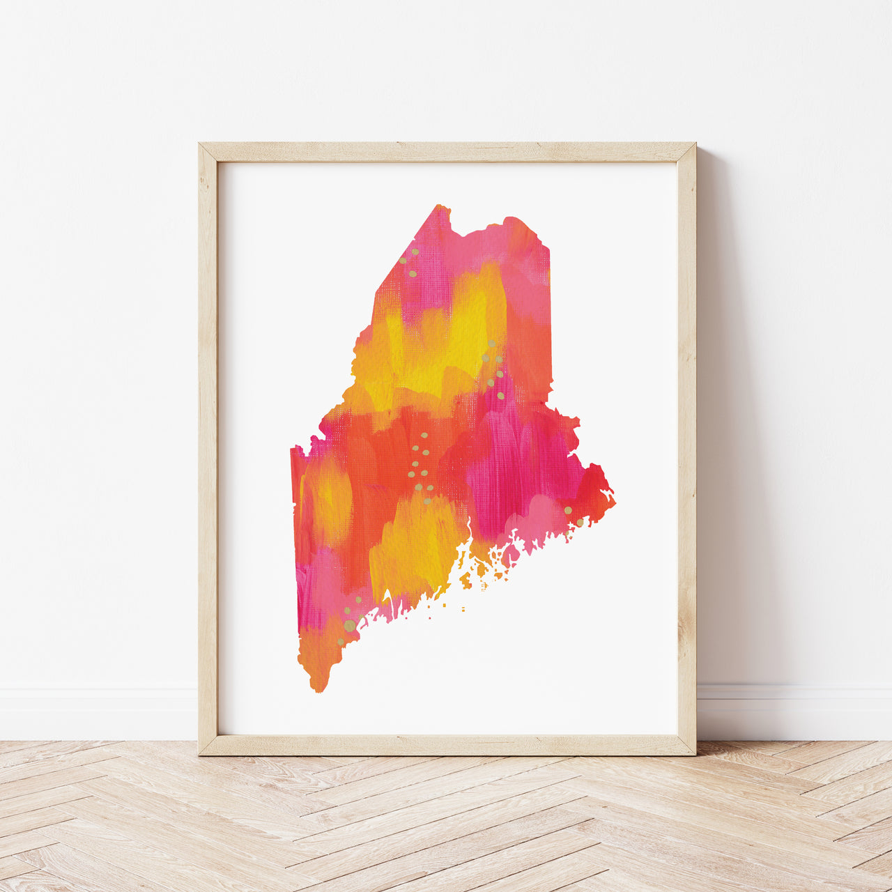 Pink and Yellow Custom State Art Print by Gert and Co