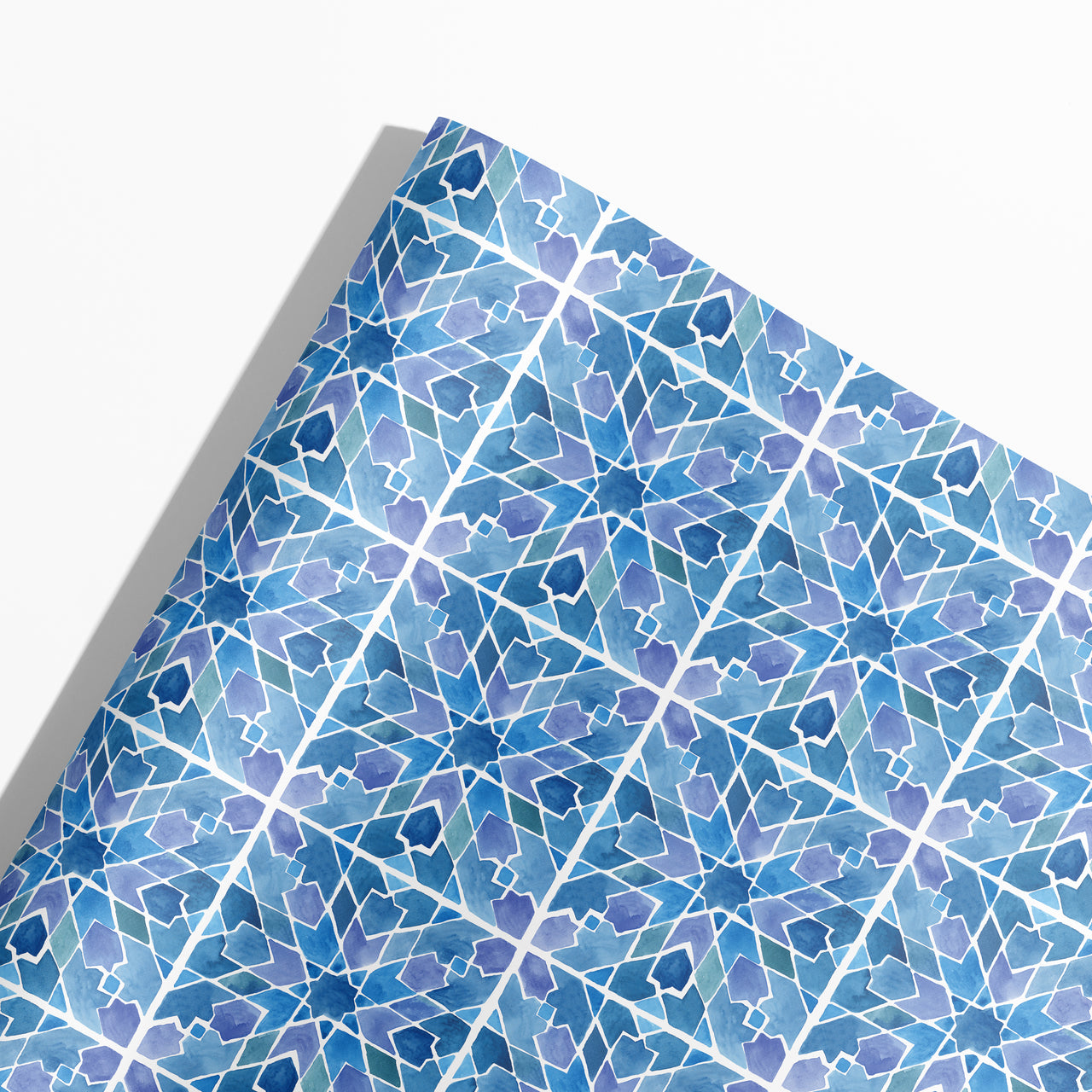 Blue Watercolor Moroccan Tile Gift Wrap
