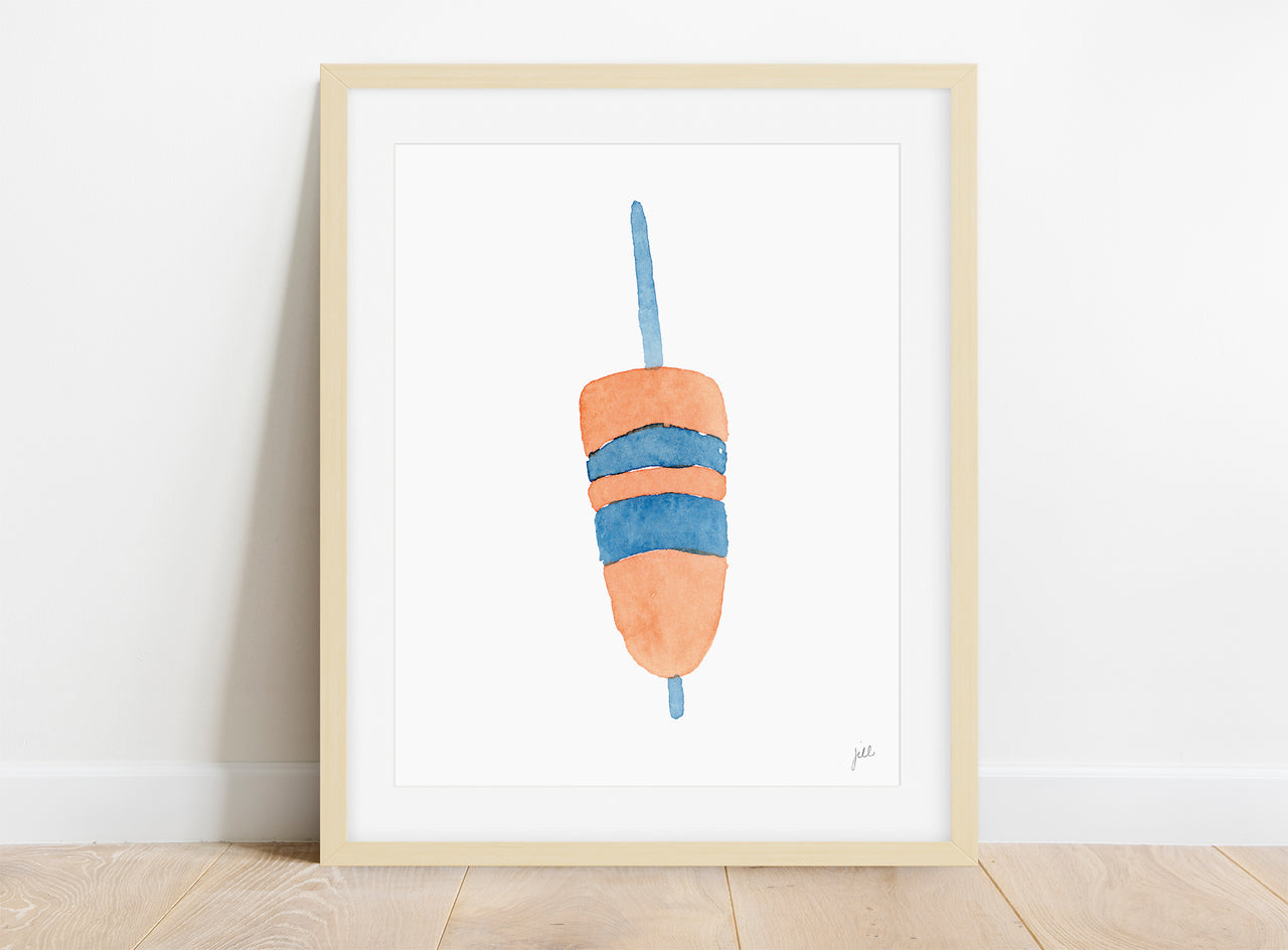 Orange and Blue Watercolor Buoys Art Print by Gert & Co