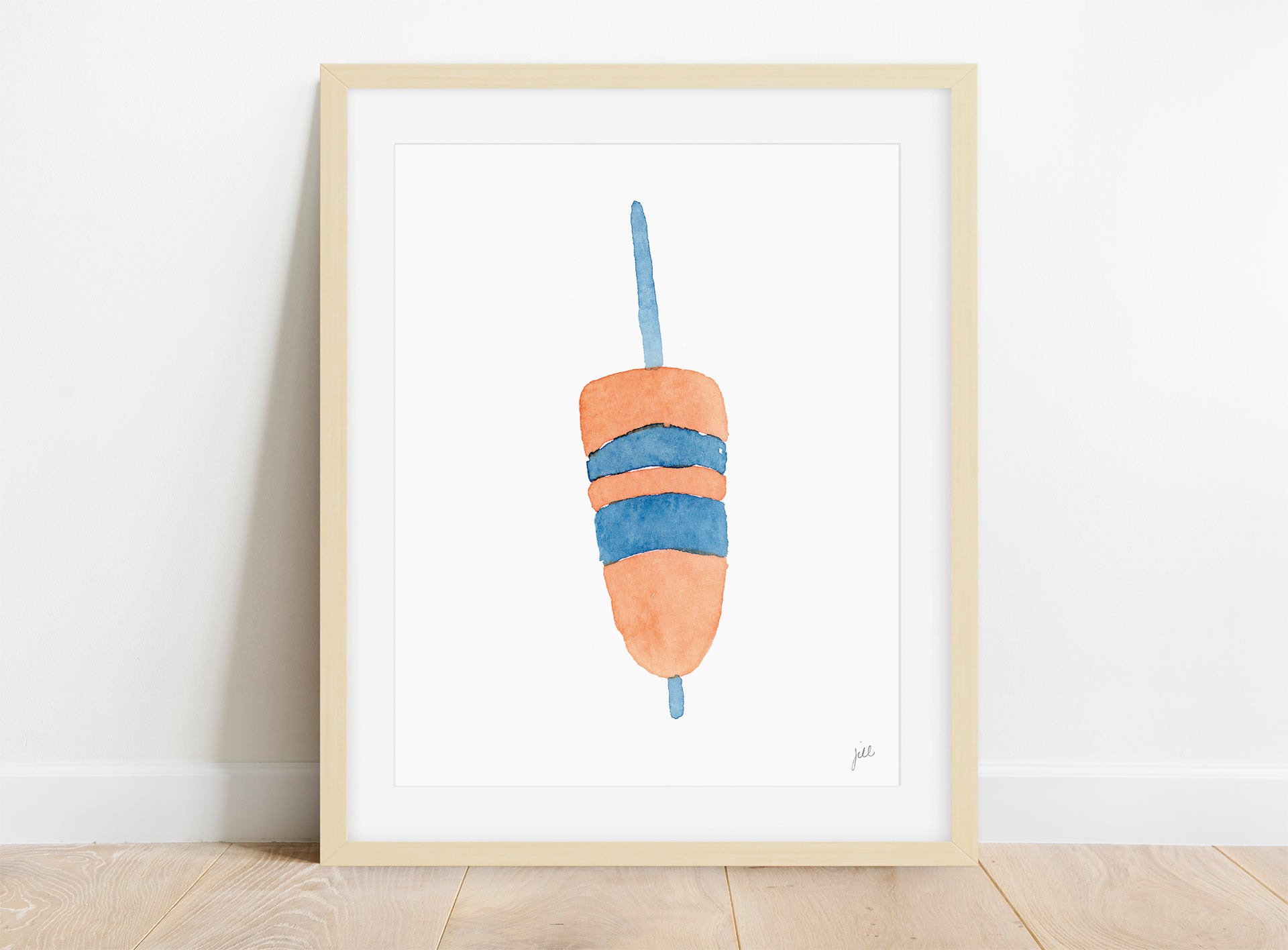 Orange and Blue Watercolor Buoys Art Print by Gert & Co