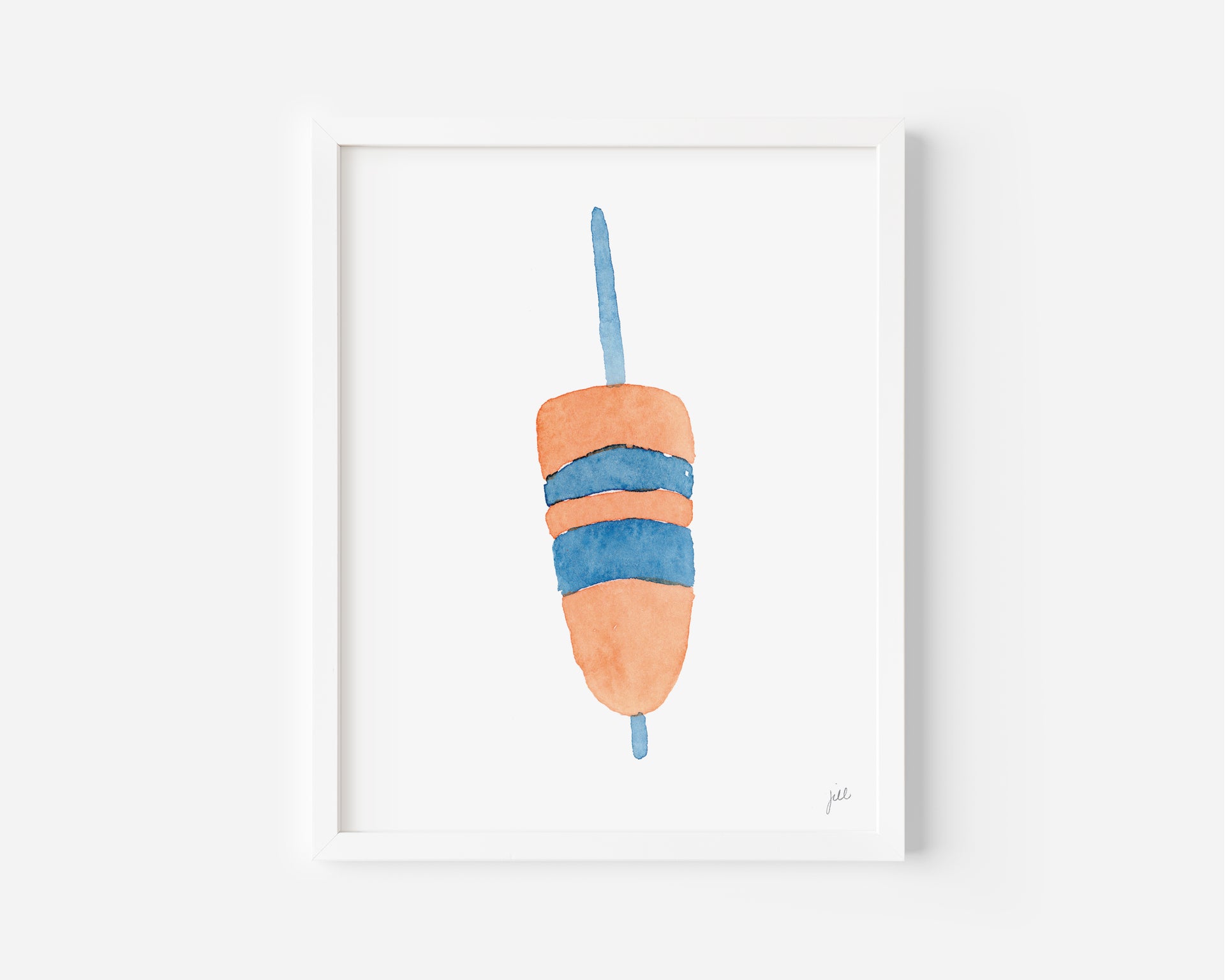 Orange and Blue Watercolor Buoys Art Print