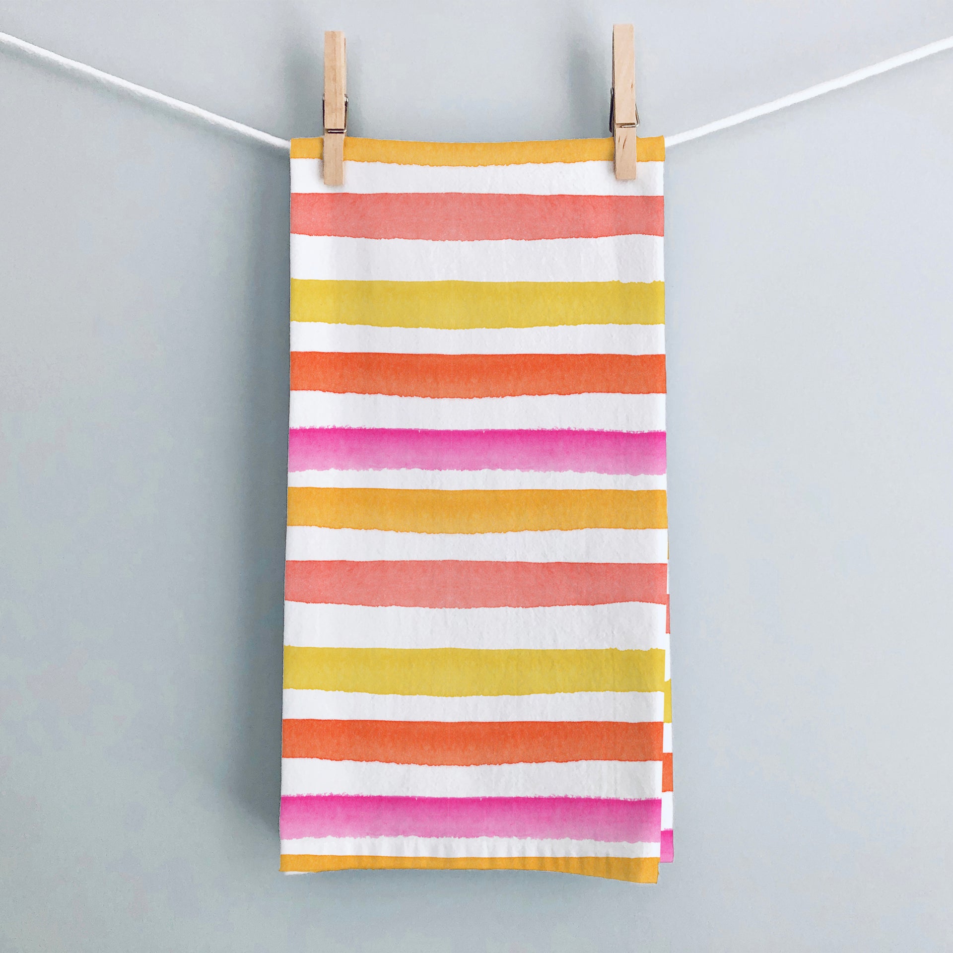 Pink & Yellow Watercolor Stripes Tea Towel by Gert & Co