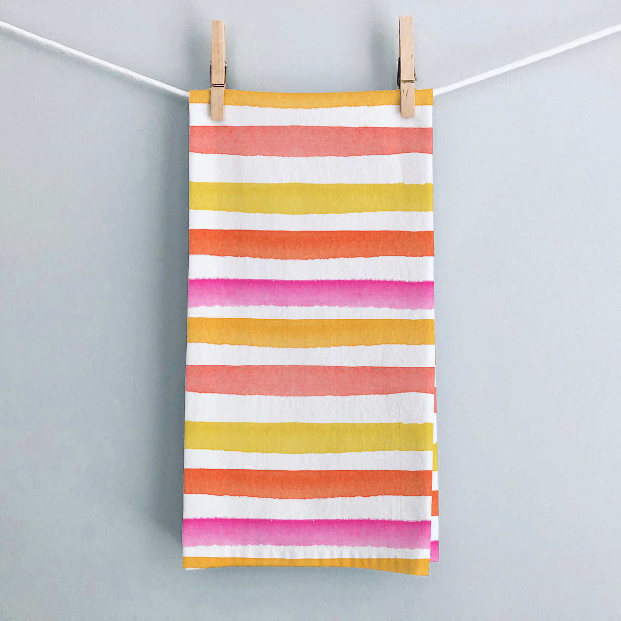 Pink & Yellow Watercolor Stripes Tea Towel by Gert & Co