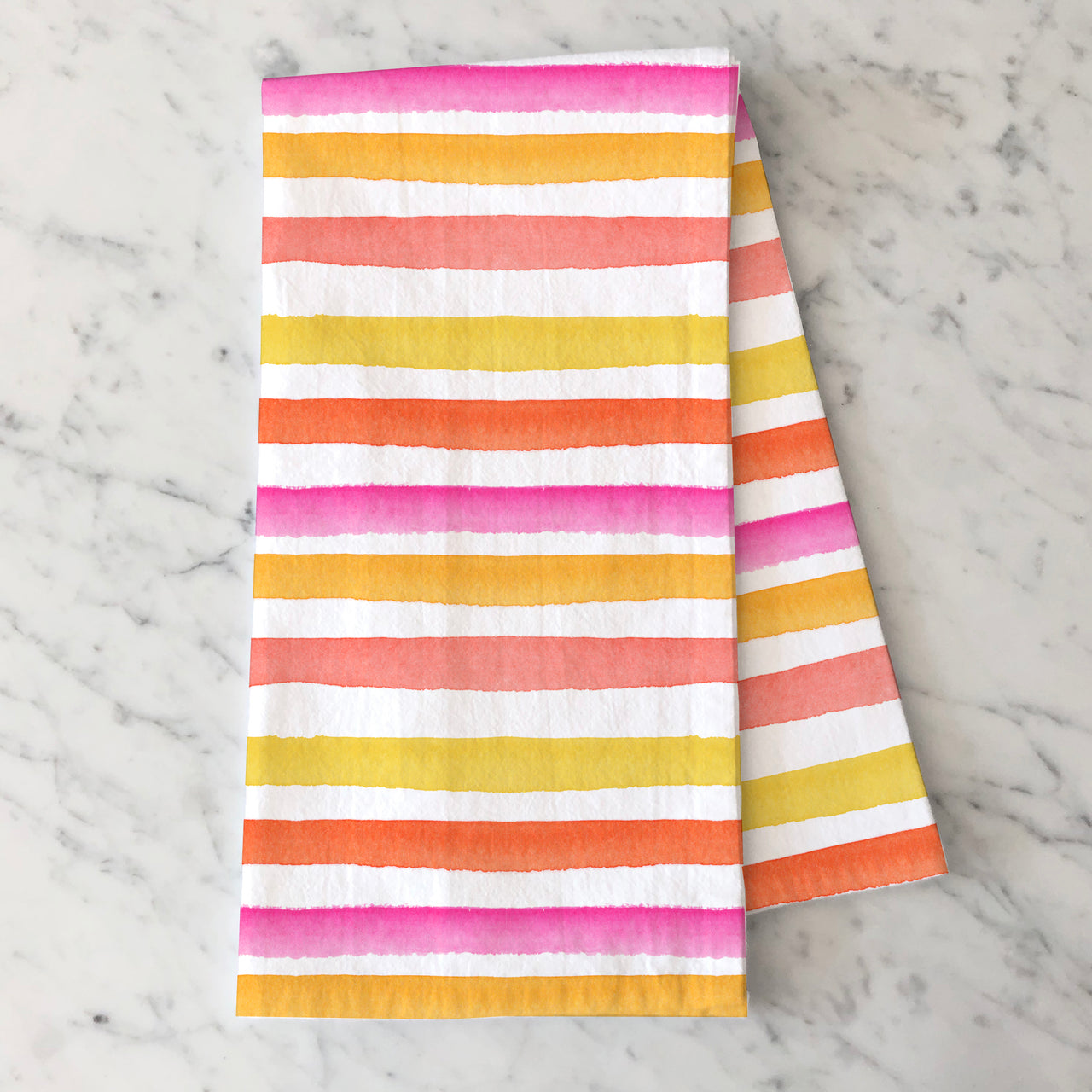 Pink & Yellow Watercolor Stripes Tea Towel by Gert & Co