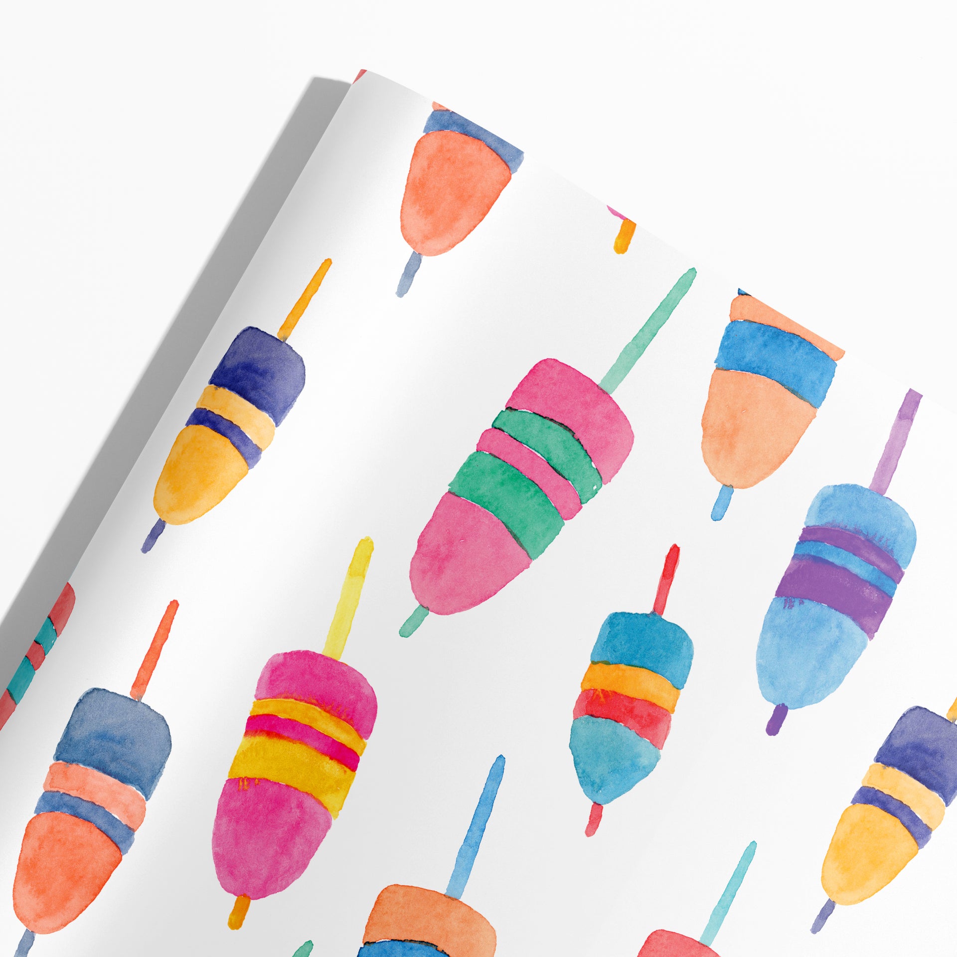 colorful watercolor buoys gift wrap by gert and co