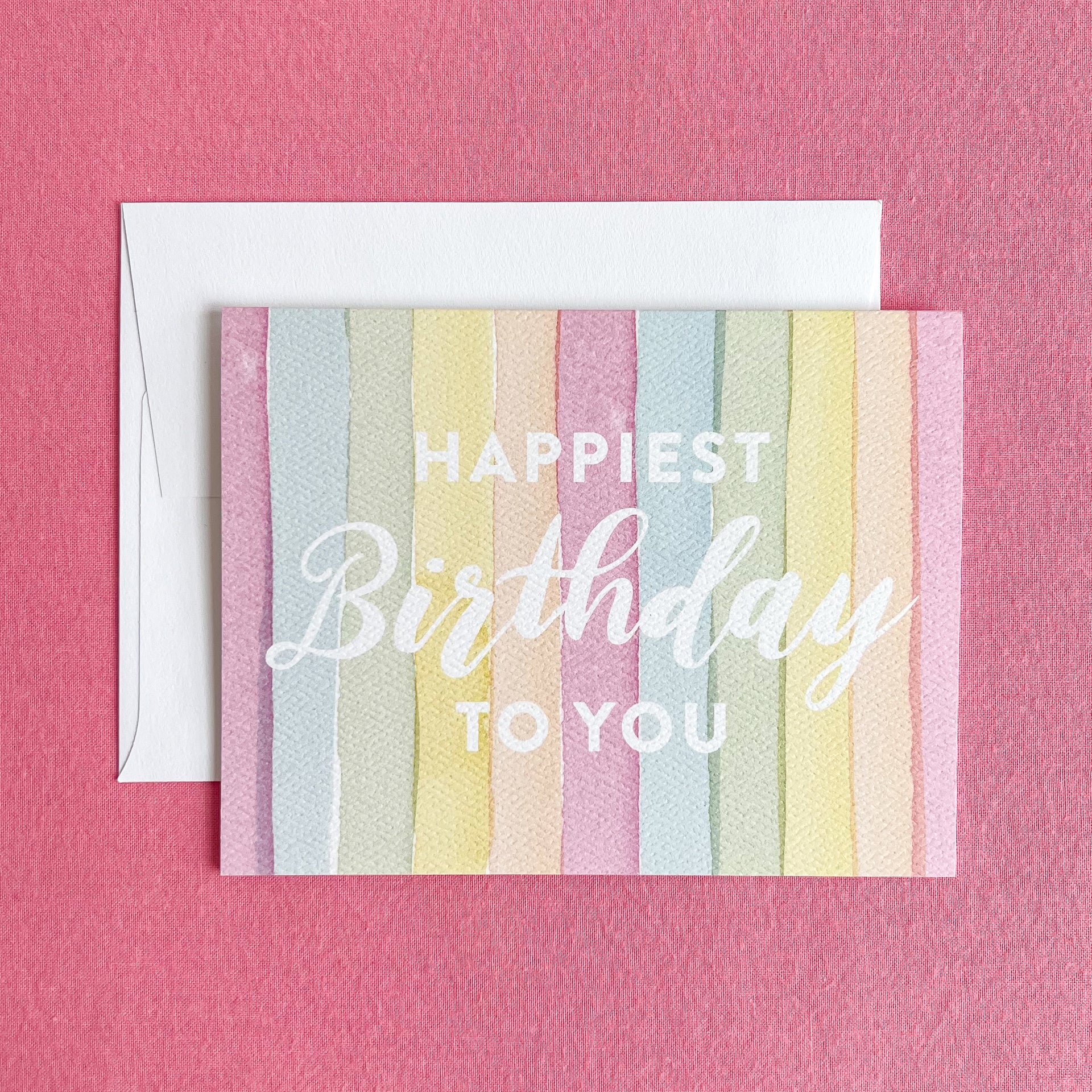 Rainbow Watercolor Happiest Birthday To You Greeting Card by Gert & Co