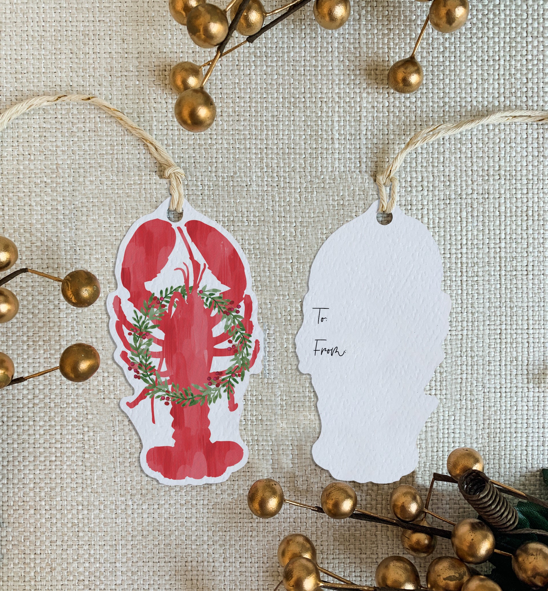 Die Cut Holiday Lobster Gift Tags by Gert & Co