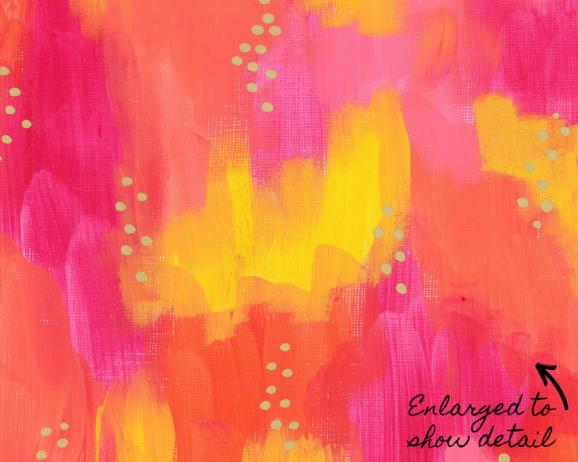 Bright Pink and Orange Abstract Print with Gold Dots Detail Image by Gert & Co