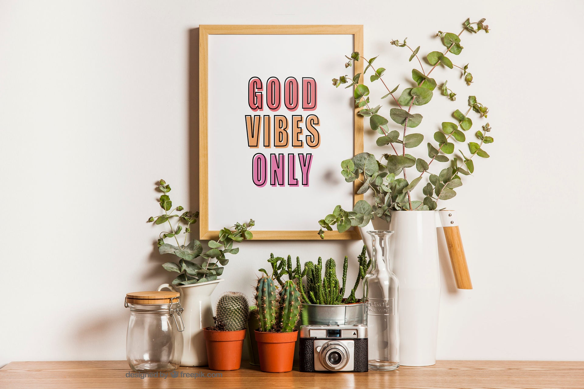Good Vibes Only Framed Print by Gert & Co with Plants