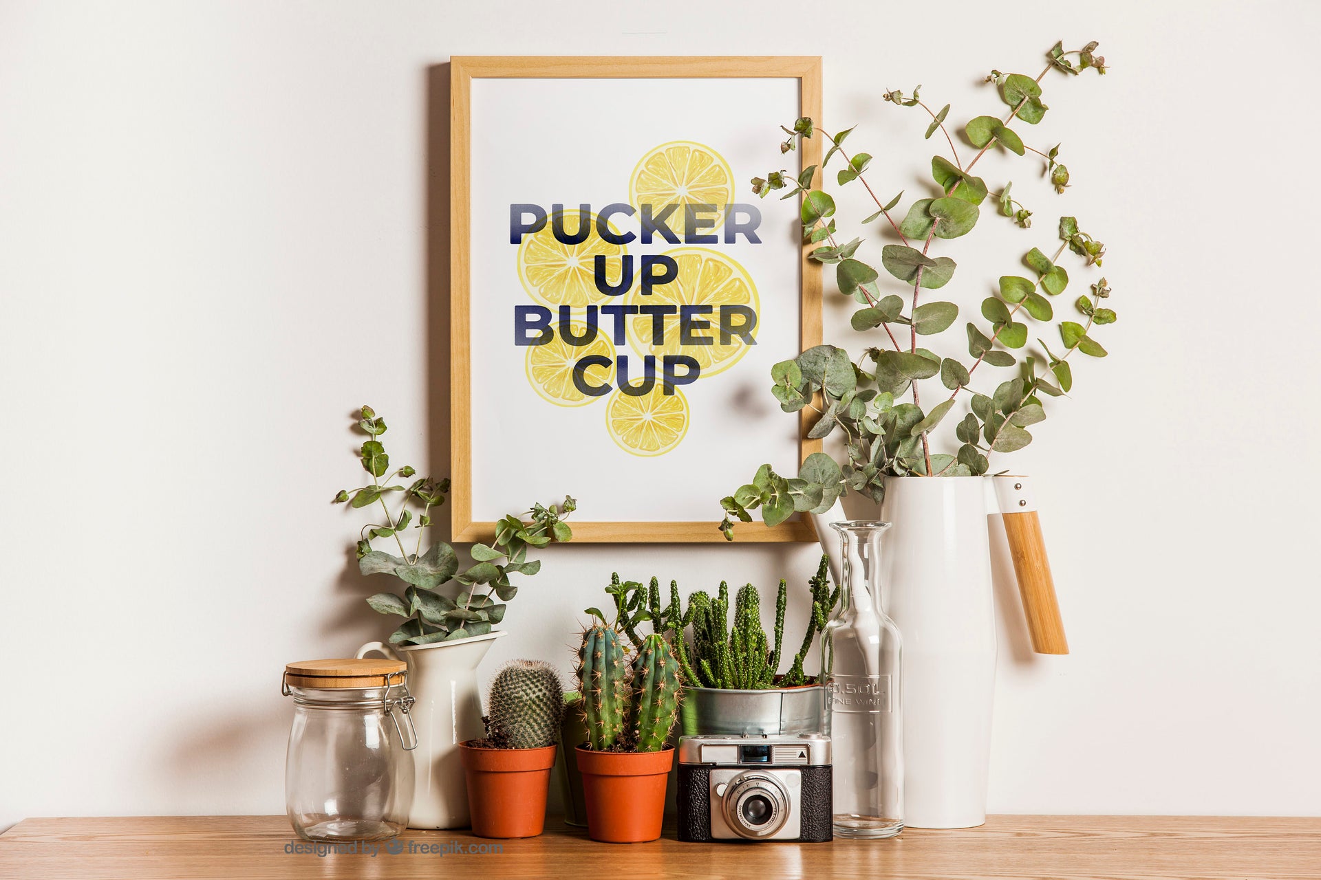 Lemon Pucker Up Buttercup Print with Greenery by Gert & Co