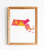 Pink Orange Yellow Gold Massachusetts Print by Gert & Co