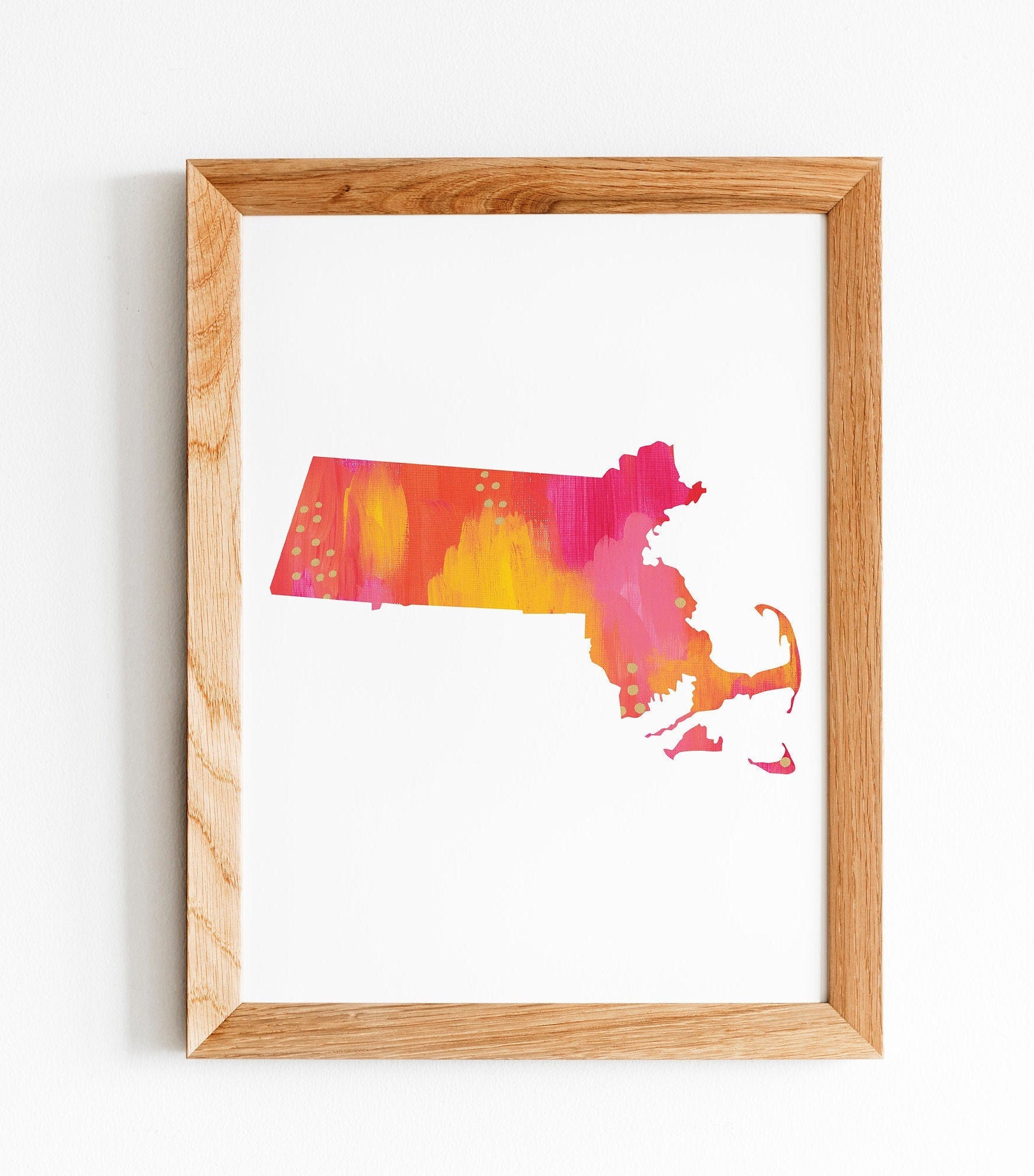 Pink Orange Yellow Gold Massachusetts Print by Gert & Co