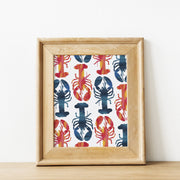 Bright Blue & Pink Lobster Print Framed by Gert & Co