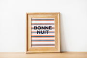 Bonne Nuit Letterpress-look Print Framed