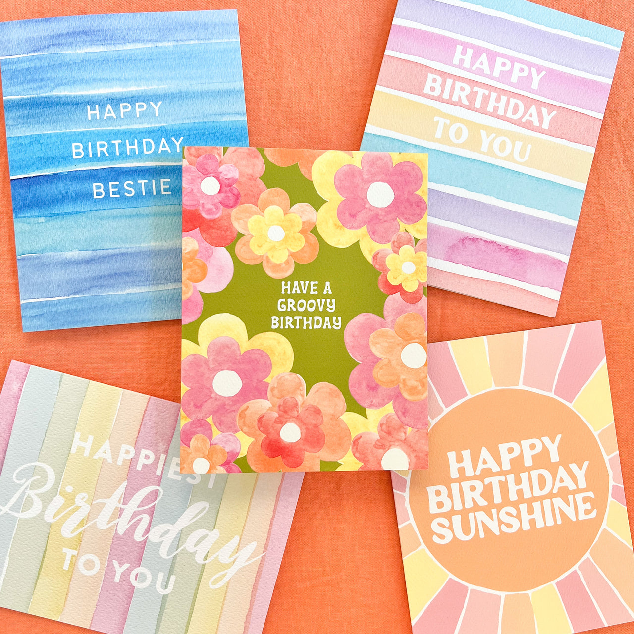 Rainbow Stripes 'Happy Birthday To You' Greeting Card