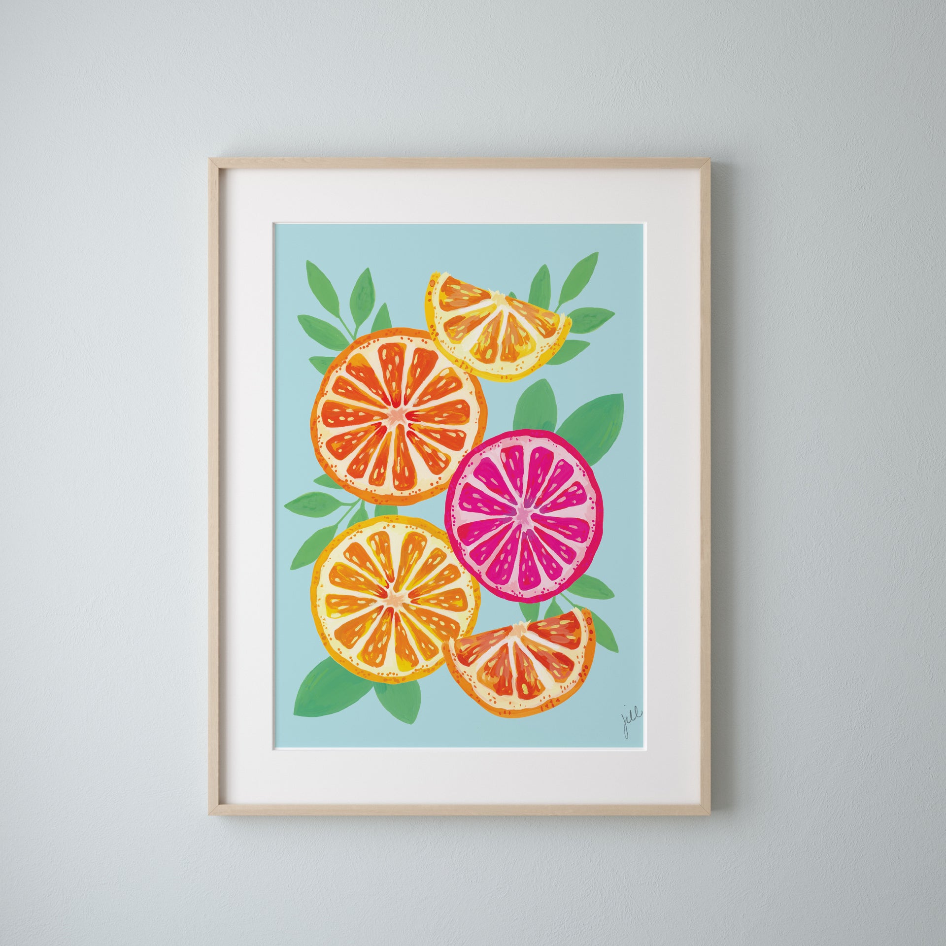 Oranges on Aqua Print by Gert & Co
