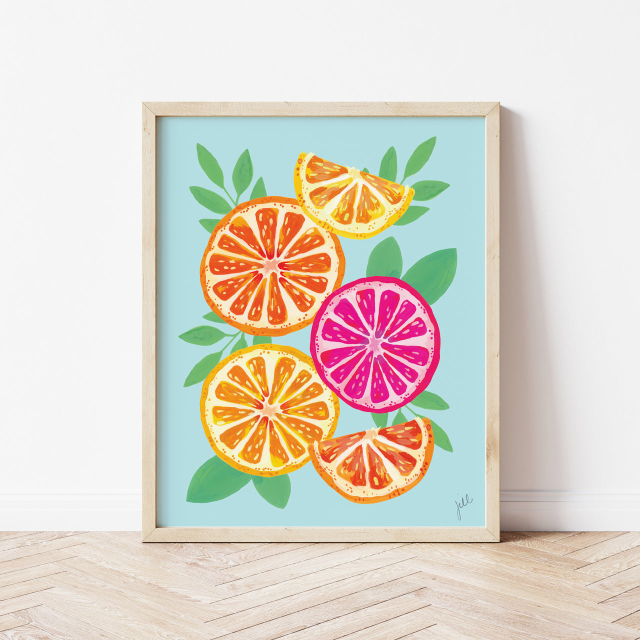 Oranges on Aqua Print by Gert & Co