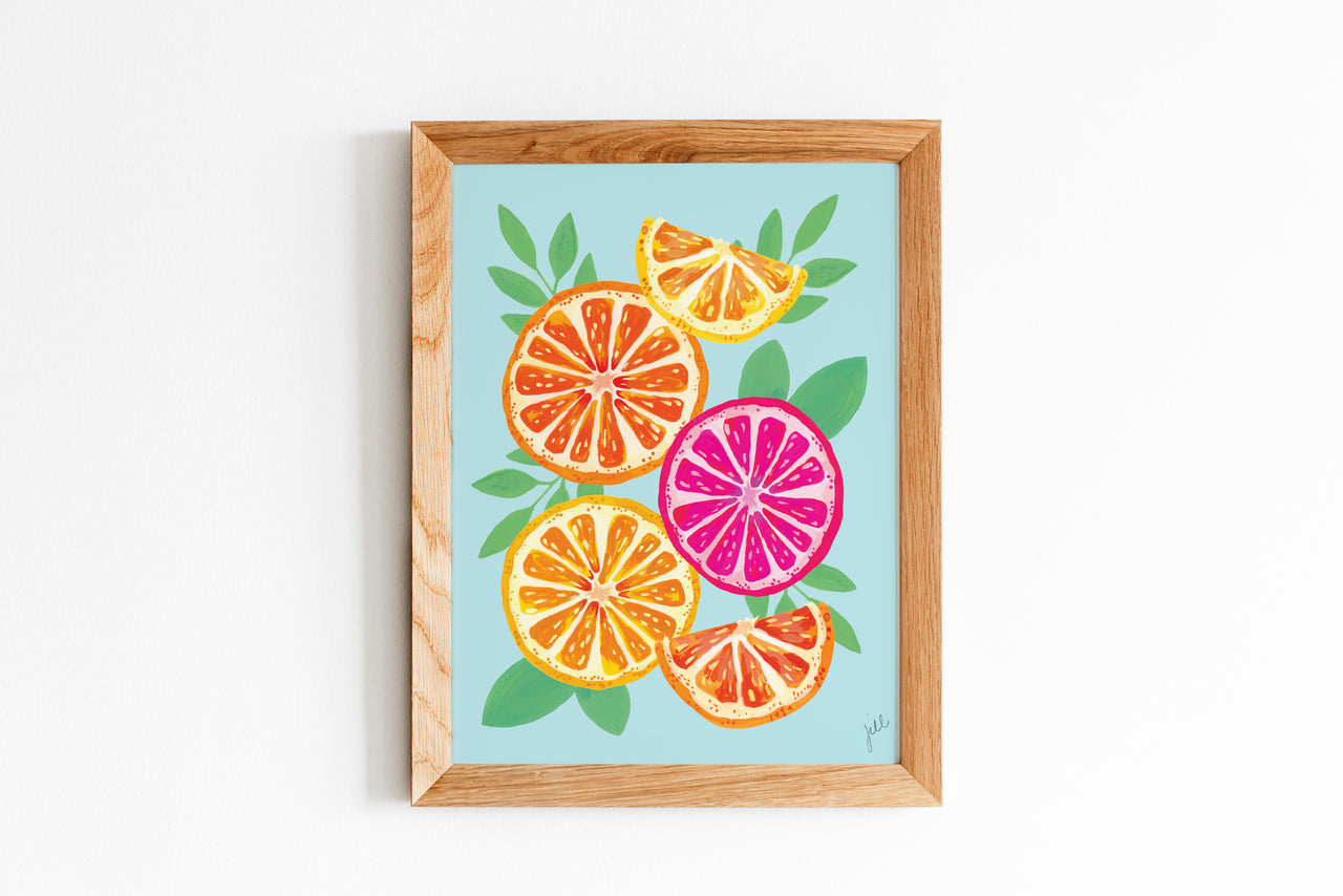 Oranges on Aqua Print by Gert & Co