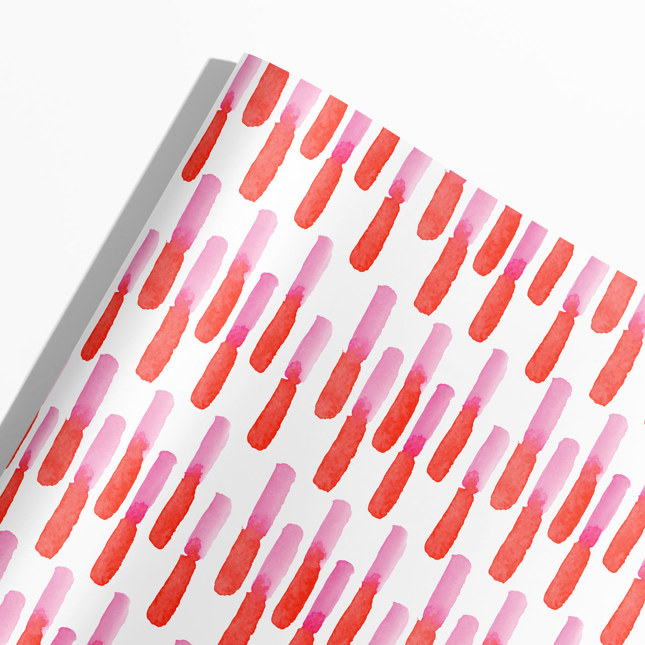 Pink and Red Watercolor Stripes Gift Wrap