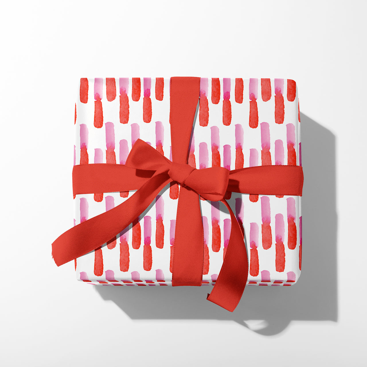 Pink and Red Watercolor Stripes Gift Wrap