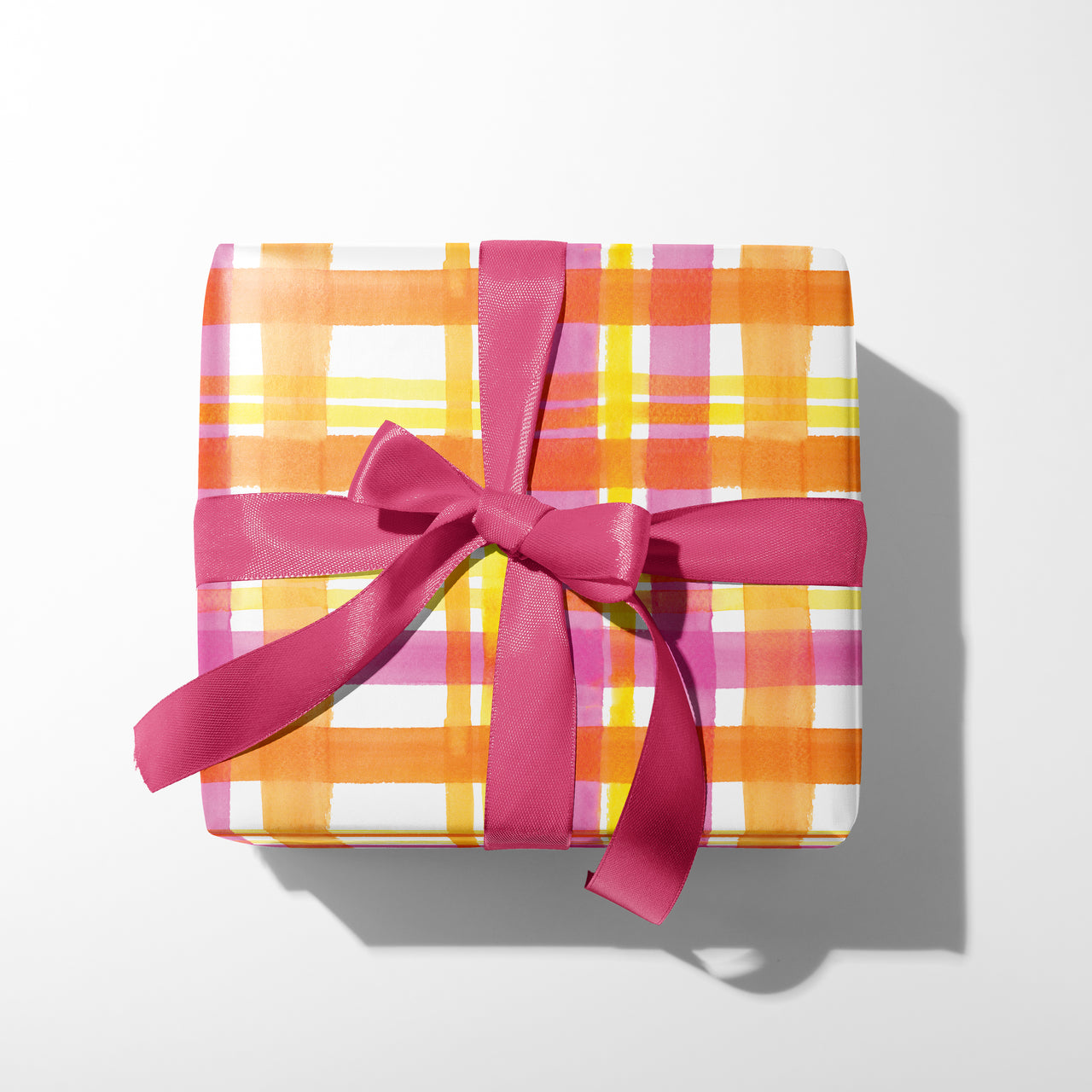 Pink, Orange, and Yellow Plaid Gift Wrap