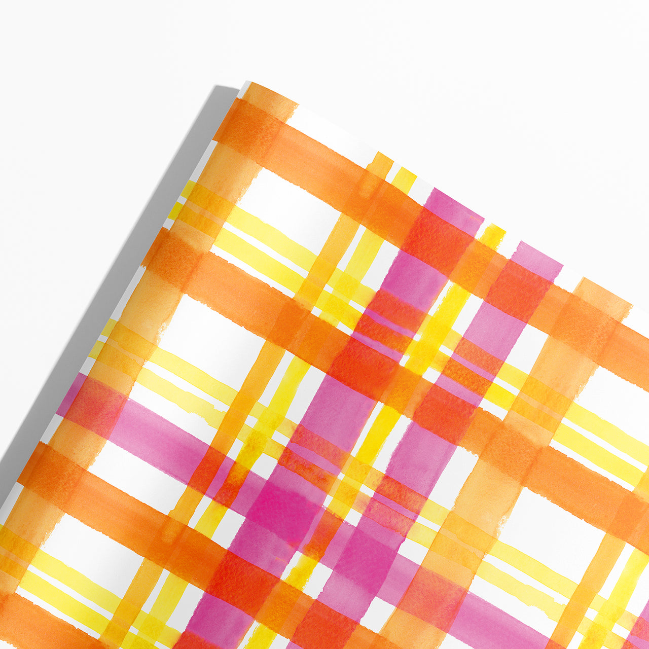 Pink, Orange, and Yellow Plaid Gift Wrap