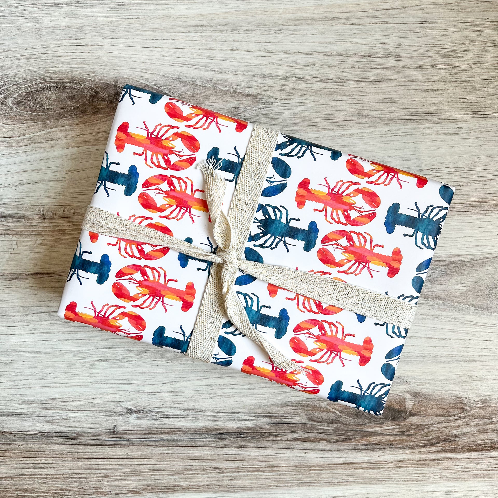 Red and Blue Lobster Gift Wrap by Gert & Co