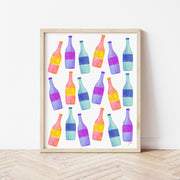 Tipsy Champagne Bottle Art Print by Gert & Co
